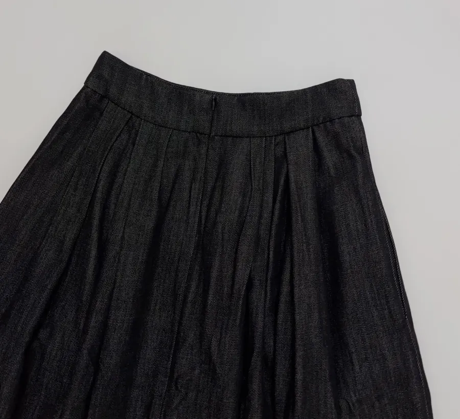 Black Crinkle Full Midi Skirt in Black, product view 12