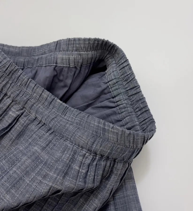 Accordion-Pleat Elastic-Waist Striped Midi Skirt in Blue Gray, product view 06
