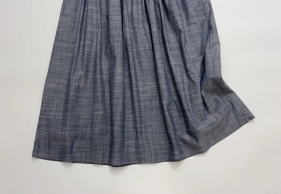 Accordion-Pleat Elastic-Waist Striped Midi Skirt in Blue Gray, product view 08