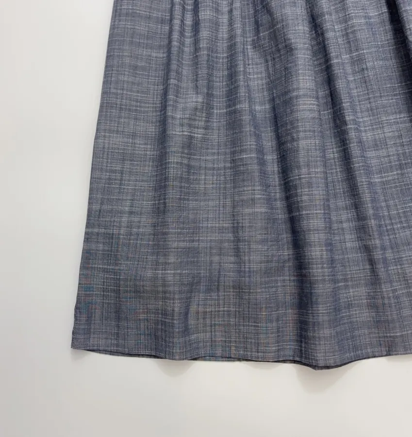 Accordion-Pleat Elastic-Waist Striped Midi Skirt in Blue Gray, product view 09