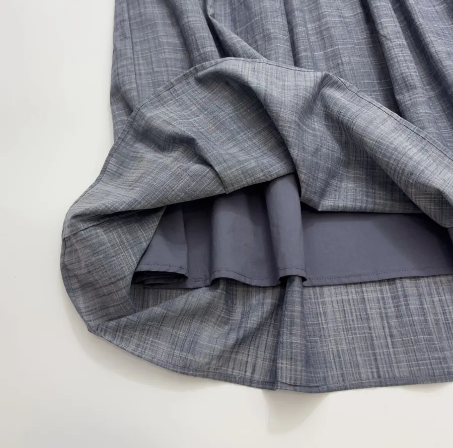 Accordion-Pleat Elastic-Waist Striped Midi Skirt in Blue Gray, product view 12