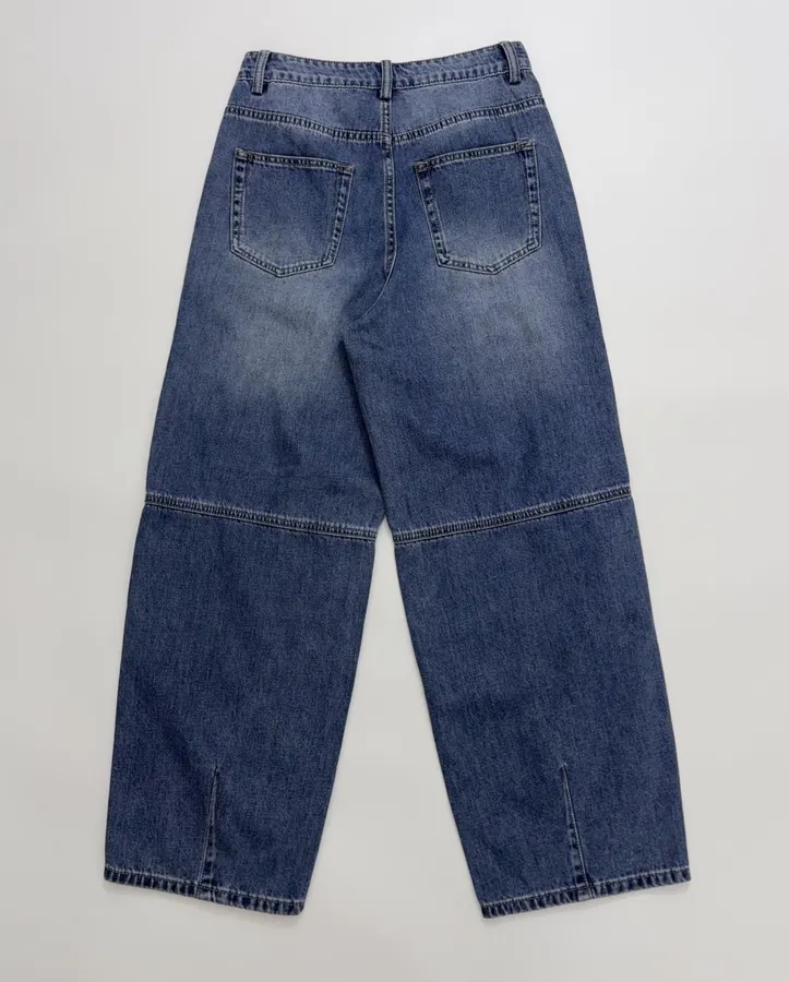 Blue Embroidered Cotton-Linen Washed Light Blue Cropped Jeans in Light Blue, product view 16