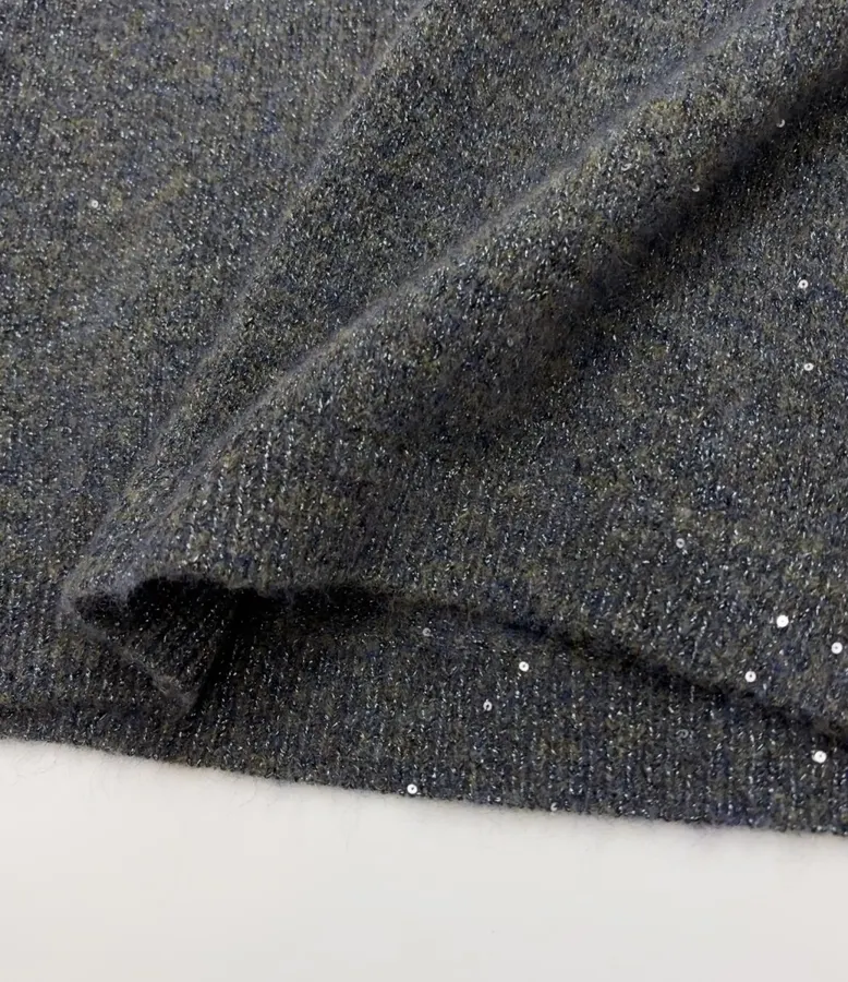 Floral Yarn-Inlaid Fine Glitter Sequin Hand-Knitted Three-Dimensional Flower Knitted Vest in Charcoal, product view 05