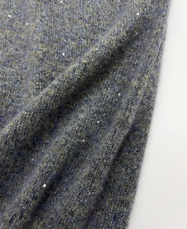 Floral Yarn-Inlaid Fine Glitter Sequin Hand-Knitted Three-Dimensional Flower Knitted Vest in Charcoal, product view 10