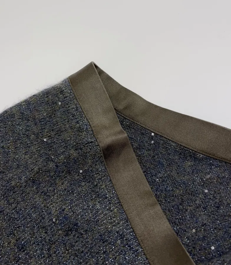 Charcoal Shimmer Crochet A-Line Midi Skirt in Dark Gray, product view 05