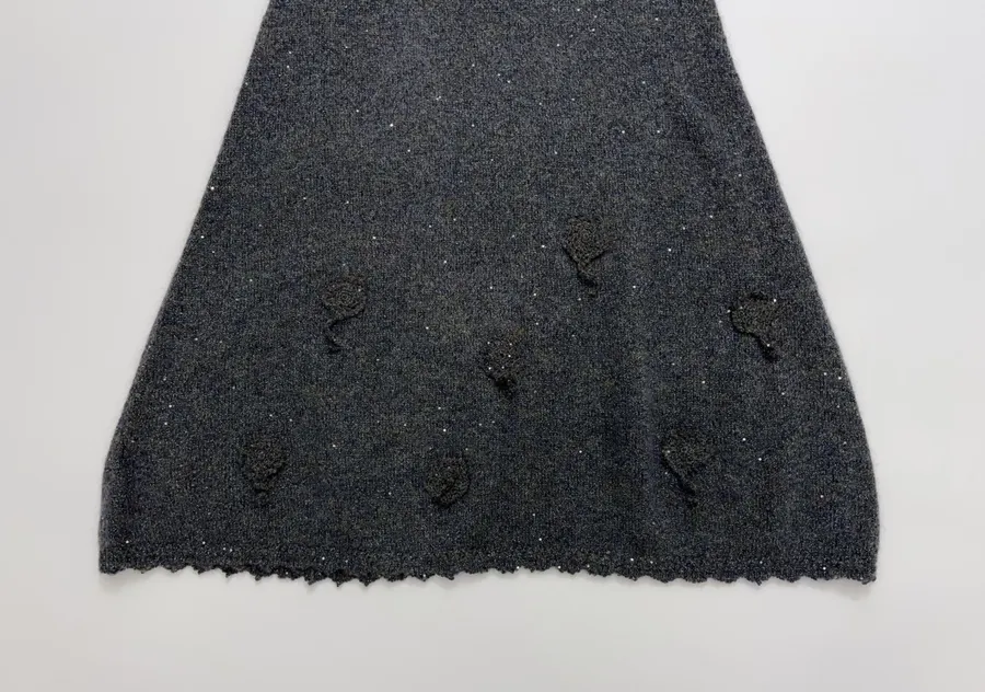 Charcoal Shimmer Crochet A-Line Midi Skirt in Dark Gray, product view 06