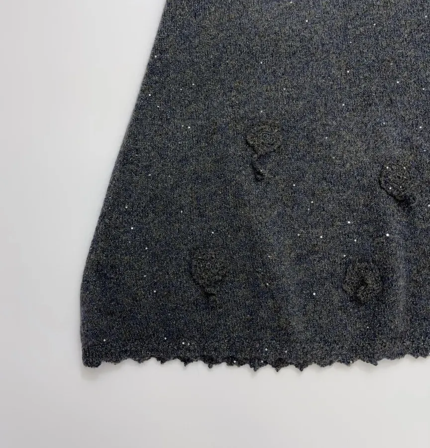 Charcoal Shimmer Crochet A-Line Midi Skirt in Dark Gray, product view 07