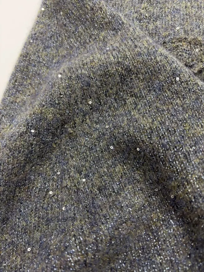Charcoal Shimmer Crochet A-Line Midi Skirt in Dark Gray, product view 10