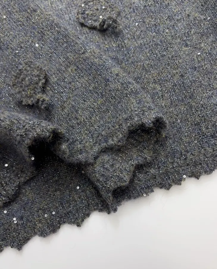 Charcoal Shimmer Crochet A-Line Midi Skirt in Dark Gray, product view 11