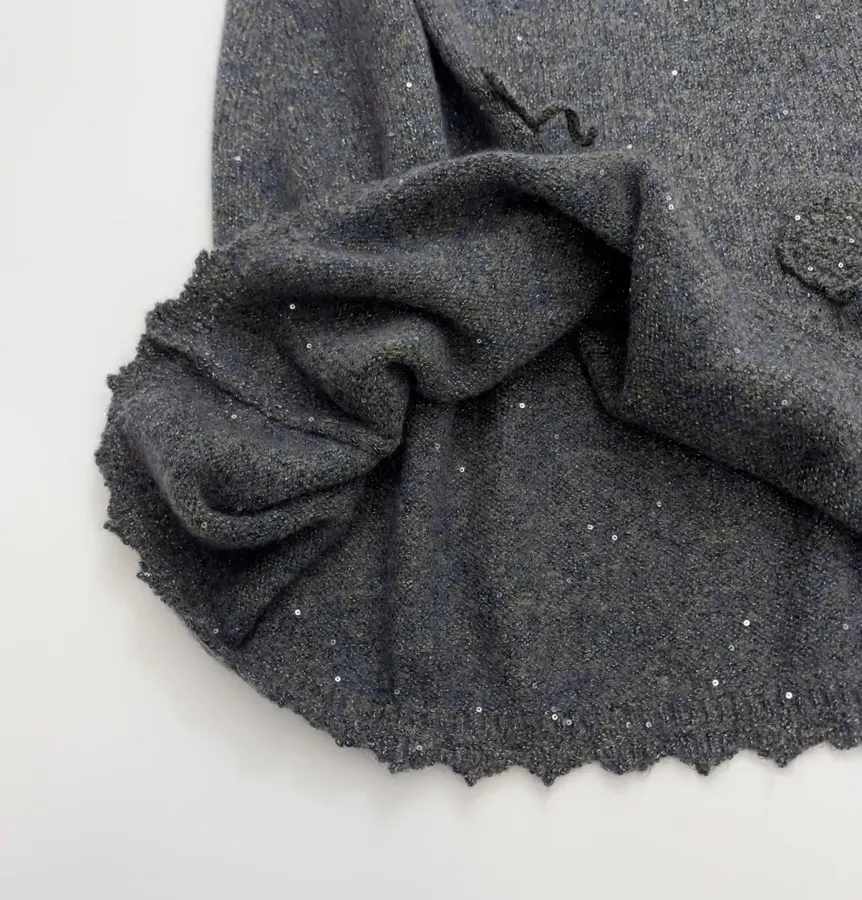 Charcoal Shimmer Crochet A-Line Midi Skirt in Dark Gray, product view 12