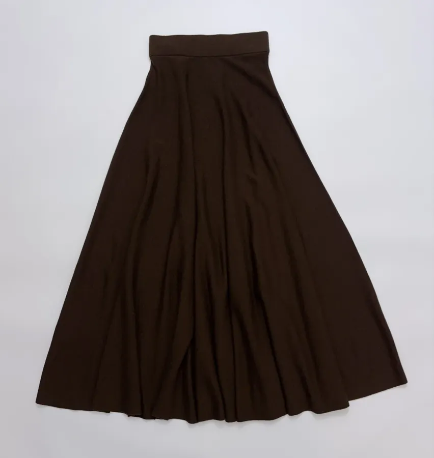 Brown Short Wool Cashmere Mulberry Silk Knitted Skirt in Brown, product view 05