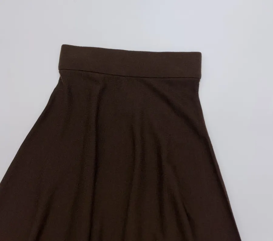 Brown Short Wool Cashmere Mulberry Silk Knitted Skirt in Brown, product view 06