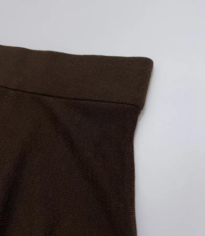 Brown Short Wool Cashmere Mulberry Silk Knitted Skirt in Brown, product view 07