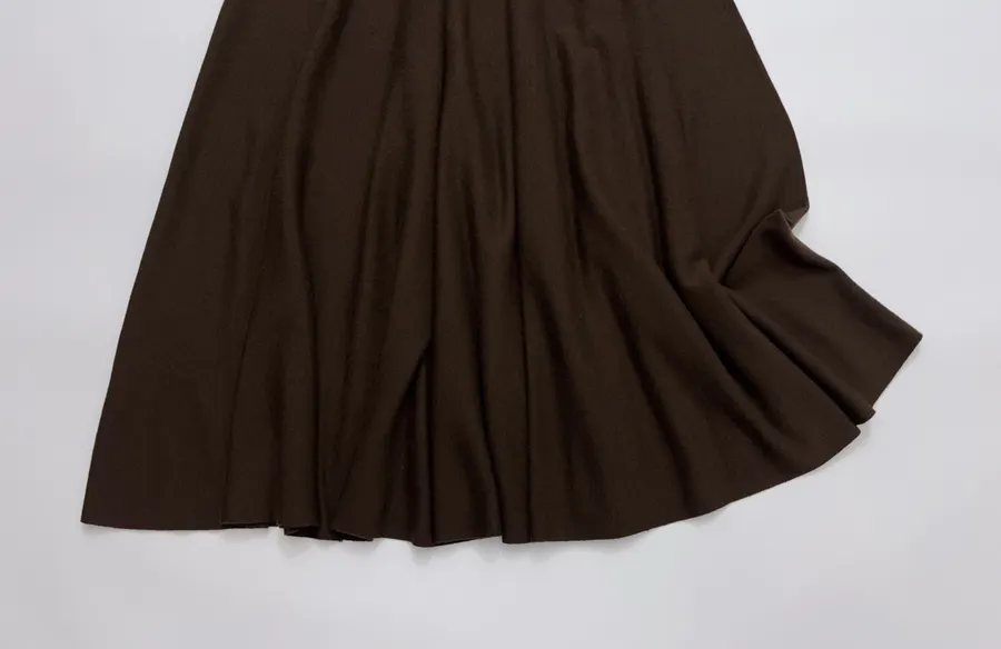 Brown Short Wool Cashmere Mulberry Silk Knitted Skirt in Brown, product view 09