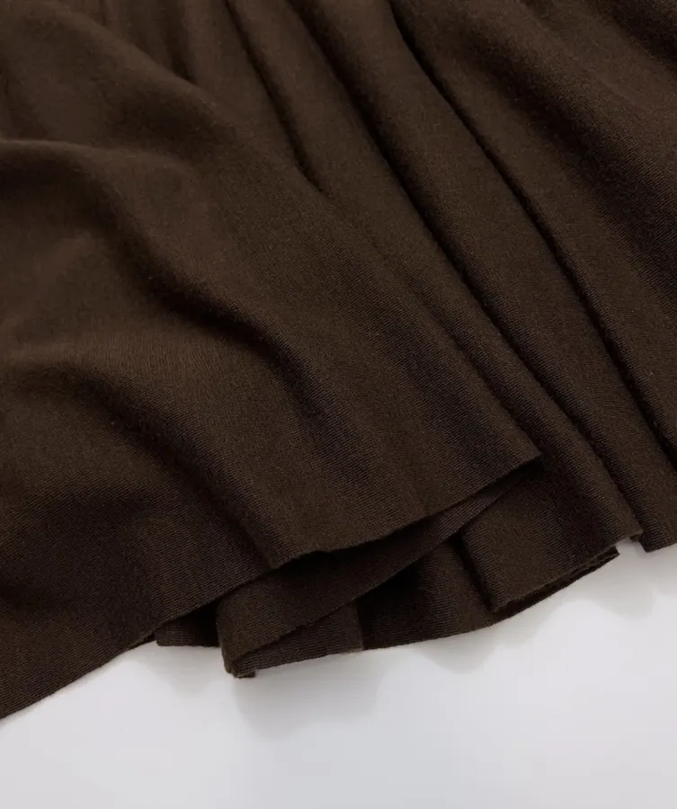 Brown Short Wool Cashmere Mulberry Silk Knitted Skirt in Brown, product view 12