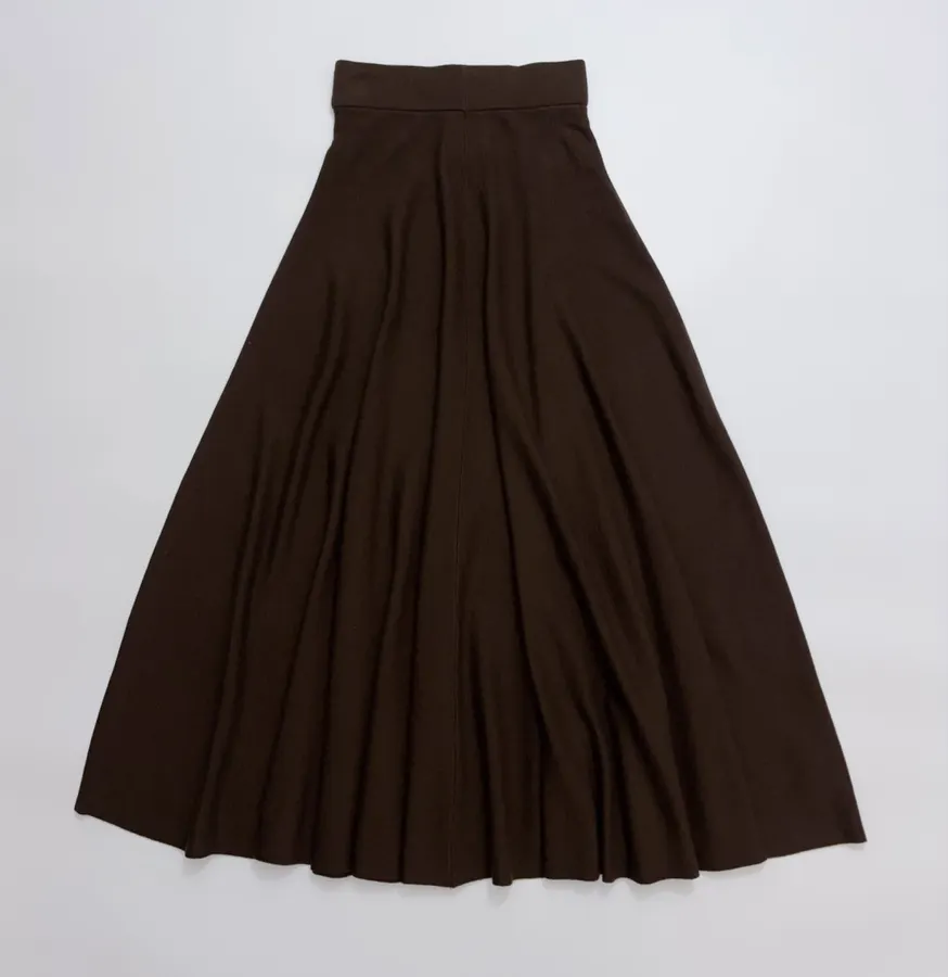 Brown Short Wool Cashmere Mulberry Silk Knitted Skirt in Brown, product view 13