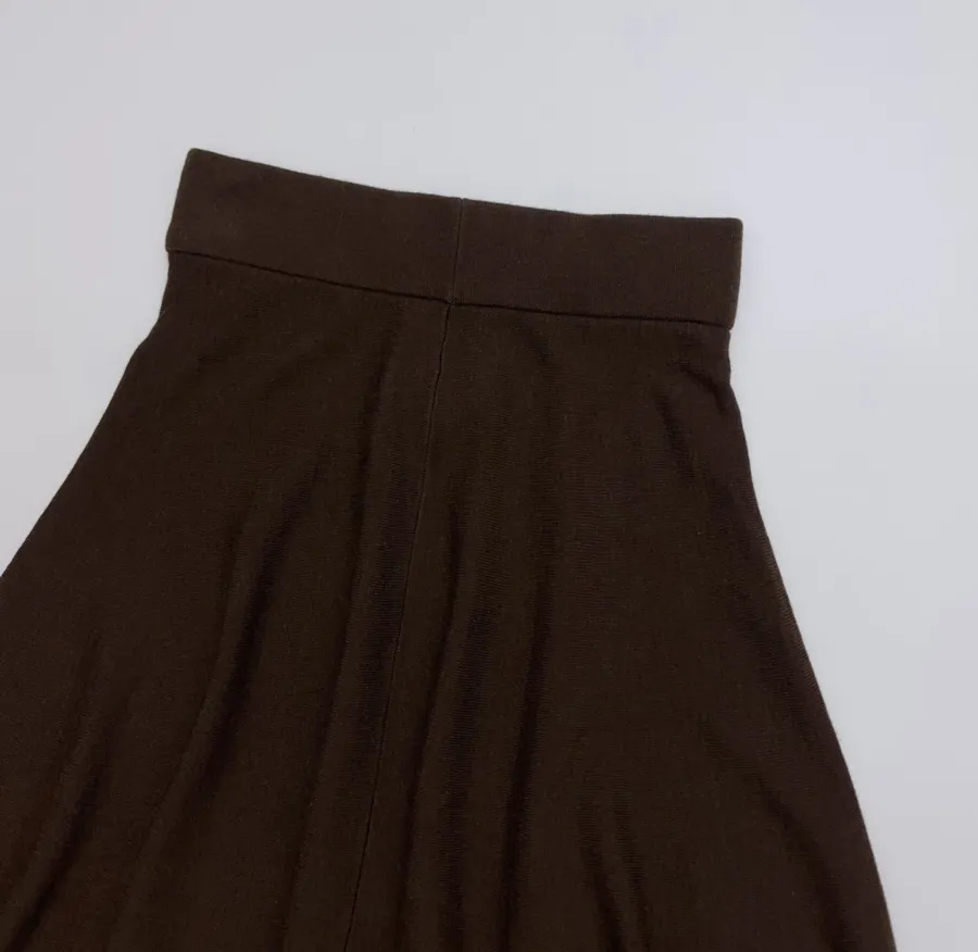 Brown Short Wool Cashmere Mulberry Silk Knitted Skirt in Brown, product view 14