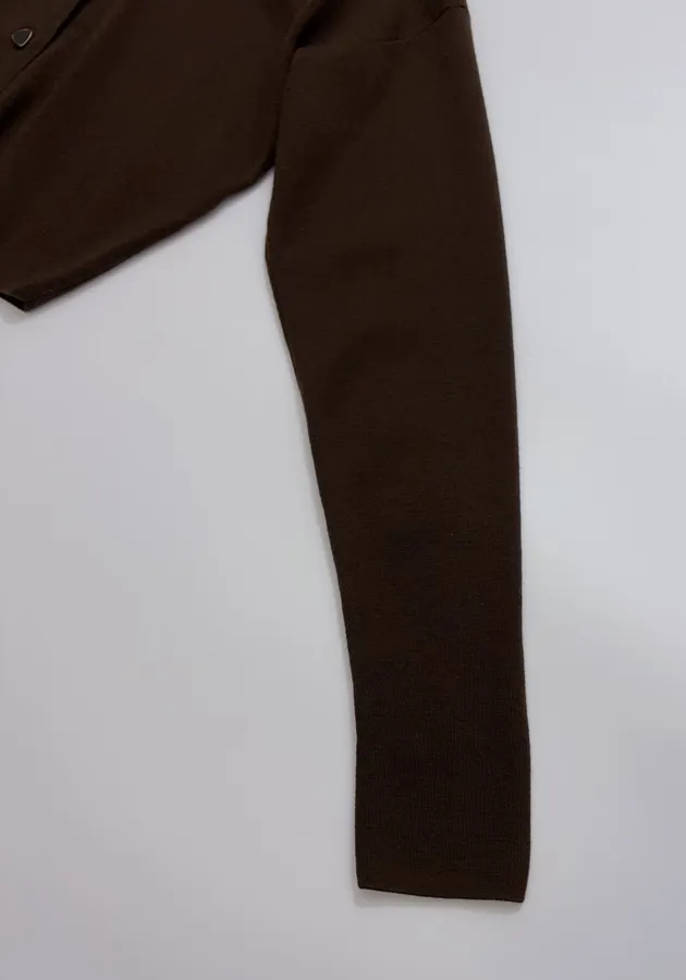 Brown Short Wool Cashmere Mulberry Silk Knitted Jacket Short Top in Brown, product view 08