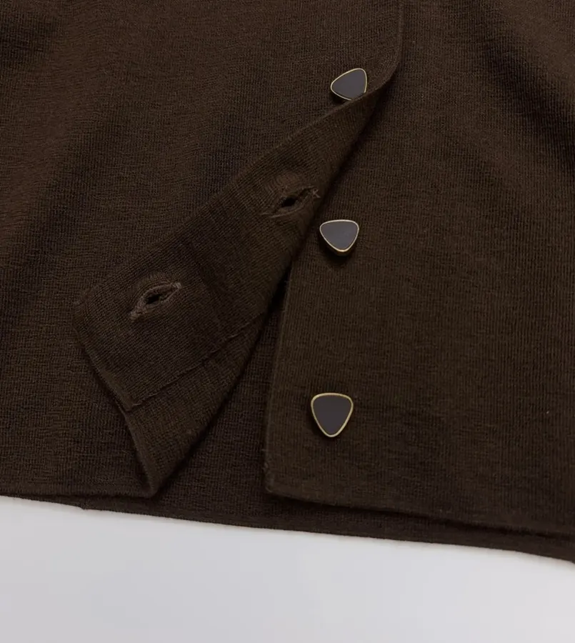 Brown Short Wool Cashmere Mulberry Silk Knitted Jacket Short Top in Brown, product view 12