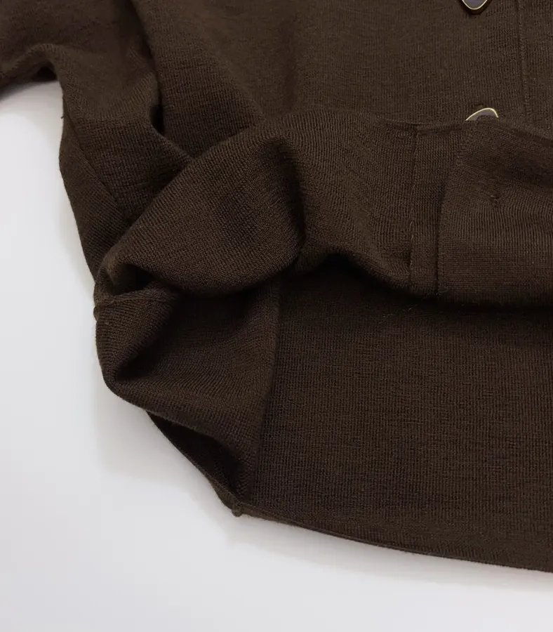 Brown Short Wool Cashmere Mulberry Silk Knitted Jacket Short Top in Brown, product view 13