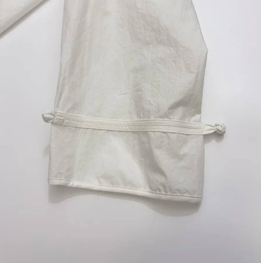 Asymmetric Mandarin-Collar Side-Slit Shirt in White, product view 08