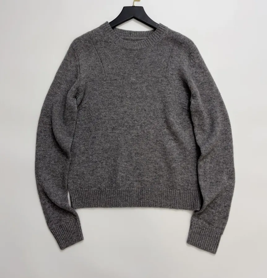 Grey Beaded Detachable-Shawl Knit Sweater in Gray, product view 06