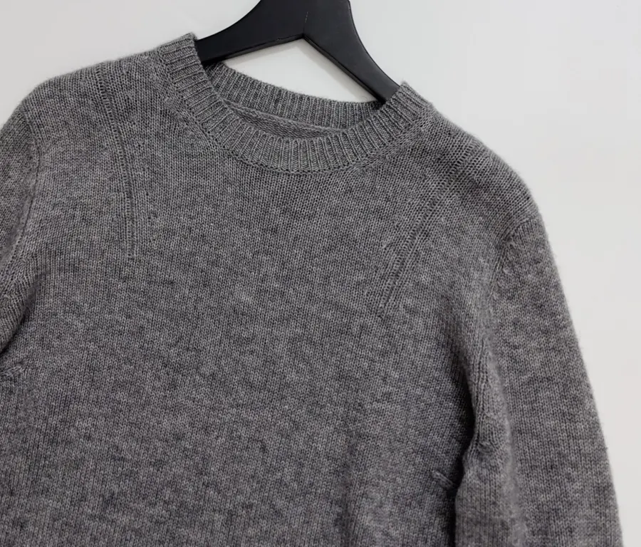 Grey Beaded Detachable-Shawl Knit Sweater in Gray, product view 07