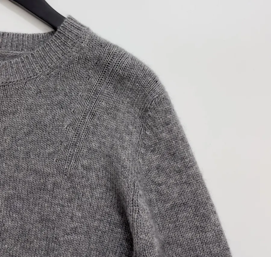 Grey Beaded Detachable-Shawl Knit Sweater in Gray, product view 08
