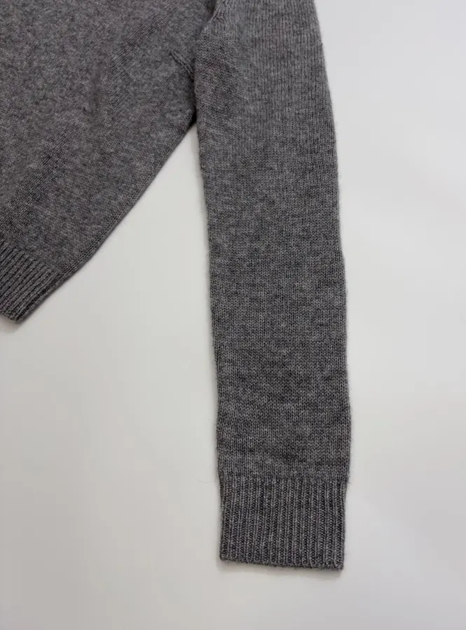 Grey Beaded Detachable-Shawl Knit Sweater in Gray, product view 09