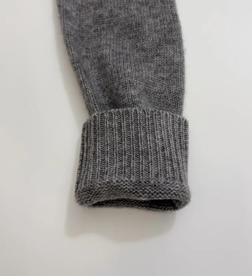 Grey Beaded Detachable-Shawl Knit Sweater in Gray, product view 10