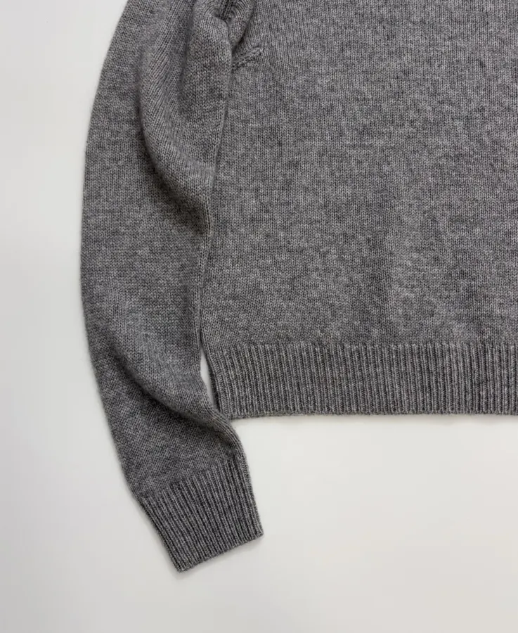 Grey Beaded Detachable-Shawl Knit Sweater in Gray, product view 11
