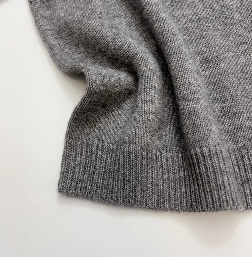 Grey Beaded Detachable-Shawl Knit Sweater in Gray, product view 12