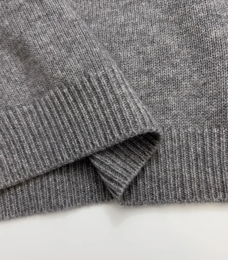 Grey Beaded Detachable-Shawl Knit Sweater in Gray, product view 13