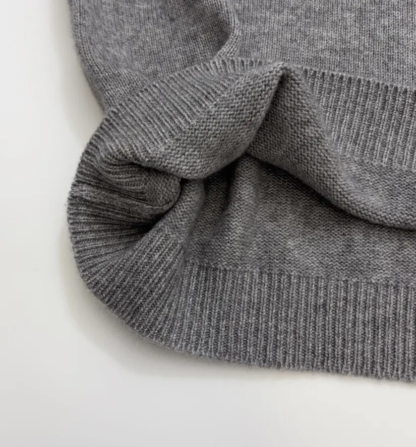 Grey Beaded Detachable-Shawl Knit Sweater in Gray, product view 14