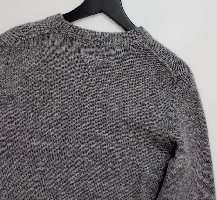 Grey Beaded Detachable-Shawl Knit Sweater in Gray, product view 16