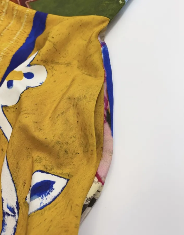 Hand-Painted Linen Halter Maxi Dress in Multicolor, product view 06