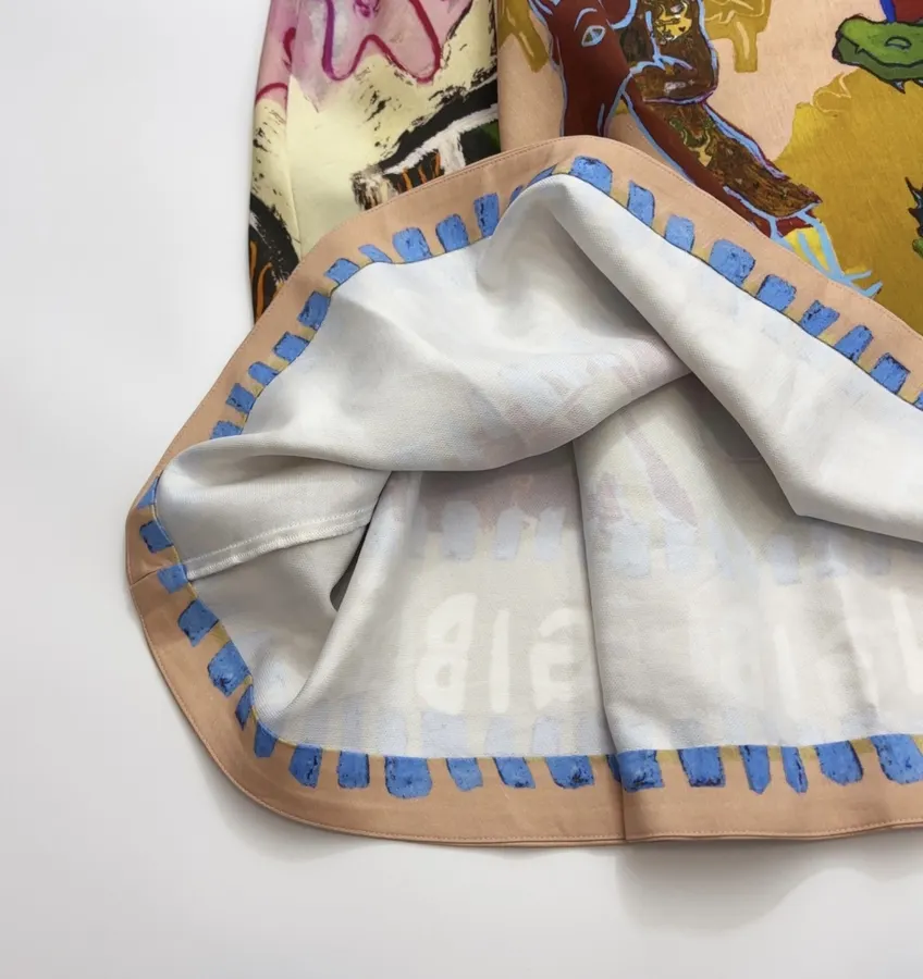 Hand-Painted Linen Halter Maxi Dress in Multicolor, product view 12