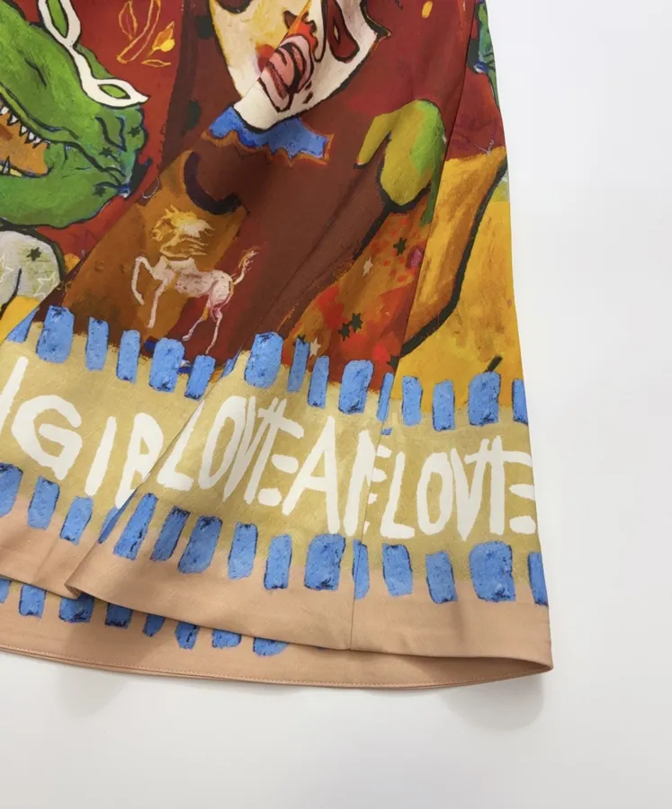 Hand-Painted Linen Halter Maxi Dress in Multicolor, product view 15