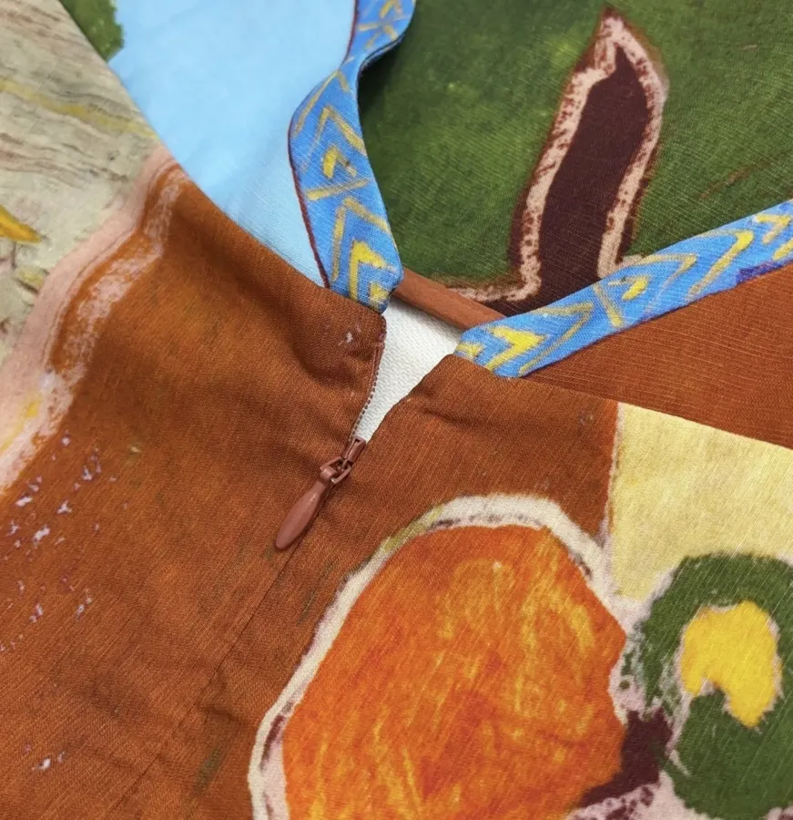 Hand-Painted Linen Halter Maxi Dress in Multicolor, product view 18