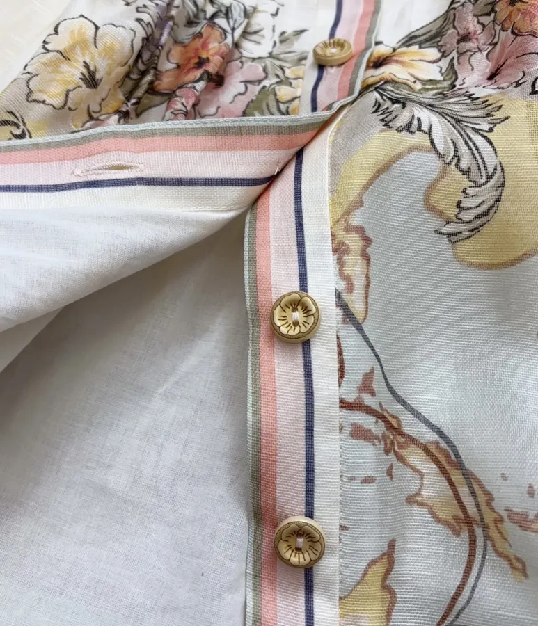 Printed Cinched Dress in Ivory Multicolor, product view 14