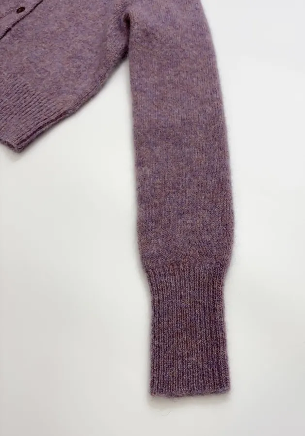 Sequin Mohair-Blend Knit Cardigan in Mauve, product view 08