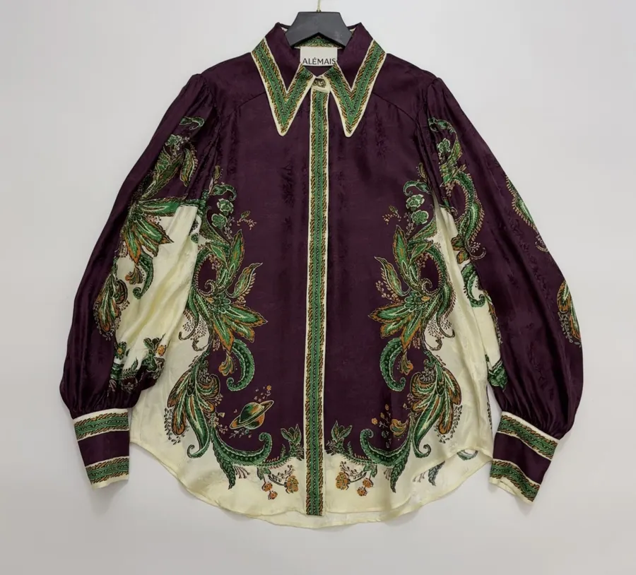 Silk Blend Shirt in Burgundy Multicolor, product view 01