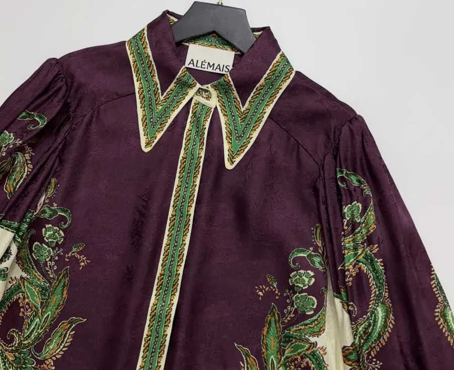 Silk Blend Shirt in Burgundy Multicolor, product view 02