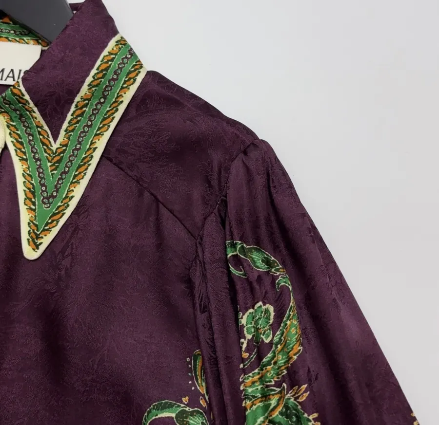 Silk Blend Shirt in Burgundy Multicolor, product view 03