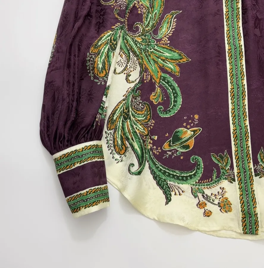 Silk Blend Shirt in Burgundy Multicolor, product view 06