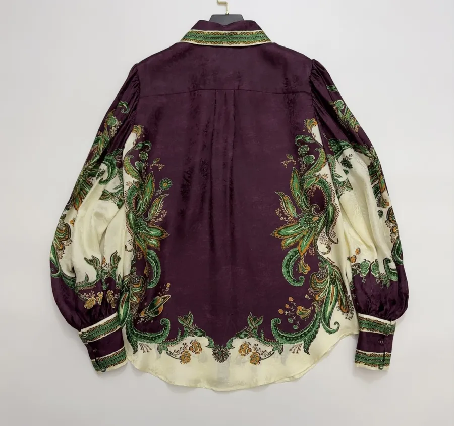 Silk Blend Shirt in Burgundy Multicolor, product view 13