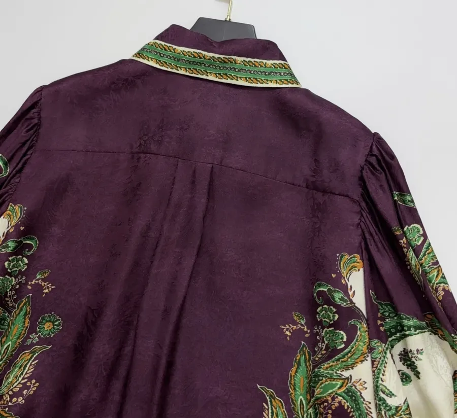 Silk Blend Shirt in Burgundy Multicolor, product view 14