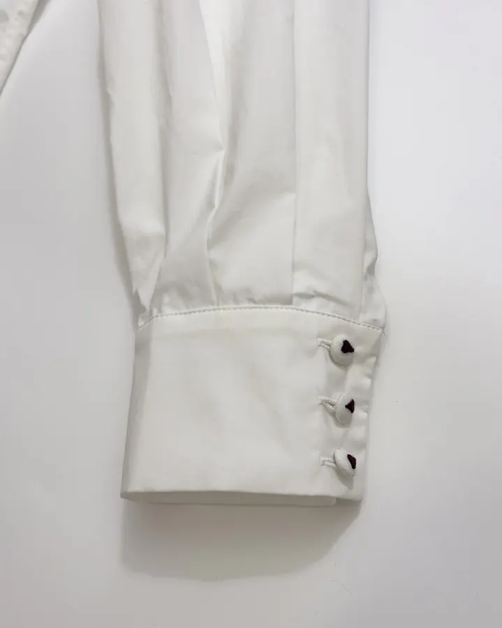 Embroidered Turn-Down Collar White Shirt in White, product view 07