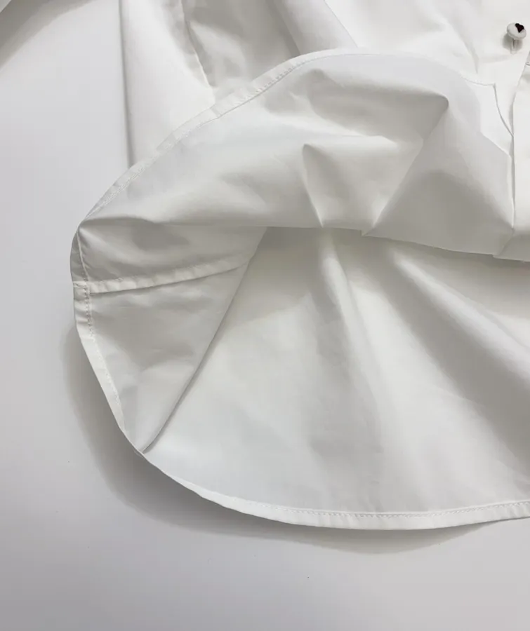 Embroidered Turn-Down Collar White Shirt in White, product view 09