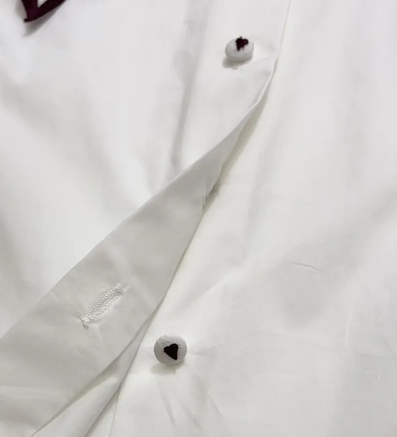 Embroidered Turn-Down Collar White Shirt in White, product view 10